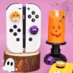 DLseego 4Pcs Thumb Grip Caps for Nintendo Switch, Joystick Caps Soft Silicone Cover for Button Joy Con Controllers Protective Thumb Stick, Anti-Slip Analog Cover for Switch Lite & OLED-Orange Purple