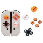 GeekShare Cute Silicone Cross D-Pad Button Caps Set Joystick Cover - ABXY Key Buttons Sticker Compatible with Switch/OLED Joy-Con - Pumpkin & Ghost
