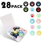 Epstur 28 Pieces Replacement Soft Silicone Cat Paw Design Thumb Grip Caps Thumb Grips Analog Stick Cover Compatible with Nintendo Switch, Switch Lite/OLED and Joy Con Controller