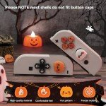 GeekShare Cute Silicone Cross D-Pad Button Caps Set Joystick Cover - ABXY Key Buttons Sticker Compatible with Switch/OLED Joy-Con - Pumpkin & Ghost