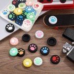 Epstur 28 Pieces Replacement Soft Silicone Cat Paw Design Thumb Grip Caps Thumb Grips Analog Stick Cover Compatible with Nintendo Switch, Switch Lite/OLED and Joy Con Controller