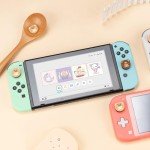 GeekShare 4PCS Thumb Grip Caps Compatible with Switch/OLED/Switch Lite,Soft Silicone Joystick Rocker Cover - Bear Cookies