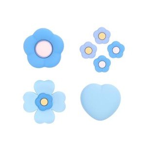 GeekShare Cross D-Pad Button Caps Thumb Grips Set,Silicone ABXY Key Buttons Sticker Compatible with Switch/OLED Joy Con (Blue & Purple)