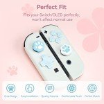 GeekShare Silicone Cat Paw Button Caps Thumb Grips Set, Joystick Cover Caps Compatible with Switch/OLED - Blue