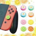 Sumind 16 Pieces Replacement Cute Fruit Lemon and Flower Design Thumb Grip Caps Analog Stick Cover Joystick Cap Soft Silicone Cover Compatible with Nintendo Switch, Switch Lite and Joy-Con Controller