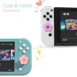 PERFECTSIGHT Silicone Joycon Thumb Grip Caps, Joystick Cover Compatible with Nintendo Switch/OLED/Switch Lite,4PCS (4 Color Flowers)