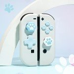 GeekShare Silicone Cat Paw Button Caps Thumb Grips Set, Joystick Cover Caps Compatible with Switch/OLED - Blue