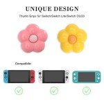 PERFECTSIGHT Silicone Joycon Thumb Grip Caps, Joystick Cover Compatible with Nintendo Switch/OLED/Switch Lite,4PCS (4 Color Flowers)