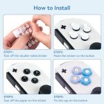 GeekShare Cross D-Pad Button Caps Thumb Grips Set,Silicone ABXY Key Buttons Sticker Compatible with Switch/OLED Joy Con (Blue & Purple)