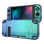 eXtremeRate PlayVital Cover for Nintendo Switch, Protective Case Protector for Switch, Shock-Absorbent Anti-Scratch Dockable Easy to Install Durable Hard Shell Game Accessories, Chameleon Green Purple