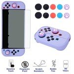 Dockable Case for Nintendo Switch - COMCOOL 3 in 1 Protective Cover Case for Nintendo Switch and Joy-Con Controller with Screen Protector and Thumb grips - Purple