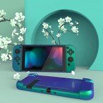 eXtremeRate PlayVital Cover for Nintendo Switch, Protective Case Protector for Switch, Shock-Absorbent Anti-Scratch Dockable Easy to Install Durable Hard Shell Game Accessories, Chameleon Green Purple