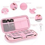 Younik Switch Accessories Bundle, 17 in 1 Pink Switch Accessories Kit for Girls Include Switch Carrying Case, Adjustable Stand, Protective Case for Switch Console & J-Con Pink