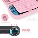 innoAura Switch Case 19-in-1 Bundle with Carrying Case, Game Organizer, Screen Protector, Stand and Thumb Grips (Pink)