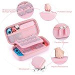 innoAura Switch Case 19-in-1 Bundle with Carrying Case, Game Organizer, Screen Protector, Stand and Thumb Grips (Pink)