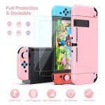 innoAura Switch Case 19-in-1 Bundle with Carrying Case, Game Organizer, Screen Protector, Stand and Thumb Grips (Pink)