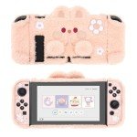GeekShare Cute Plush Protective Case Cover Compatible with Standard Switch - Shock-Absorption and Anti-Scratch Skin Case for Switch - Plush Rabbit (for Switch 2017)