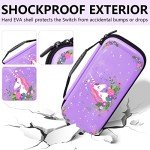 homicozy Cute Unicorn Protection Case for Nintendo Switch,Purple Hard Carrying Case with Soft TPU Protective Cover and Protection Acessories Compatible with Nintendo Switch for Girls