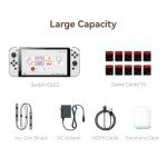 GeekShare Vintage Carry Case Compatible with Switch/Switch OLED - Portable Hardshell Travel Carrying Case fit Switch Console with Acrylic Strap