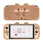 GeekShare Cute Plush Protective Case Cover Compatible with Switch - Shock-Absorption and Anti-Scratch - Plush Bear (for Switch OLED)