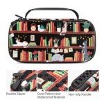 CutebriCase Nintendo Switch Case OLED Model, Carry Case for Nintendo Switch for Boy Girls-Travel Storage Hard Shell Cover with 16 Game Card Slot for Switch Console Joy-Con & Accessories,Bookshelf Cat