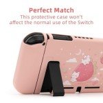 GeekShare Protective Case for Switch, Soft TPU Slim Case Cover Compatible with Switch Console and Joy Con - Strawberry Bunny (for Switch 2017)