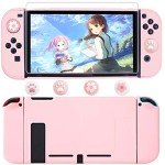 OLDZHU Pink Travel Carrying Case Accessories Kit Compatible With Nintendo Switch - 10 in 1 Essential Protection Kits with Hard Protective Cover,Glass Screen Protector,Adjustable Stand,Thumb Grip Caps