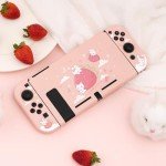 GeekShare Protective Case for Switch, Soft TPU Slim Case Cover Compatible with Switch Console and Joy Con - Strawberry Bunny (for Switch 2017)