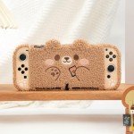 GeekShare Cute Plush Protective Case Cover Compatible with Switch - Shock-Absorption and Anti-Scratch - Plush Bear (for Switch OLED)