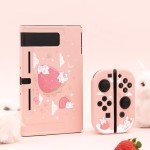 GeekShare Protective Case for Switch, Soft TPU Slim Case Cover Compatible with Switch Console and Joy Con - Strawberry Bunny (for Switch 2017)