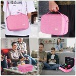 Glamgen Carrying Storage Case for Nintendo Switch,Large Storage Nintendo Switch Cases,Portable Travel All Hard Protective Bag with 16 Game Cards for Switch Controller and Accessories,Pink