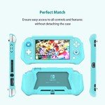 Switch Lite Case Protective Case for Nintendo Switch Lite, Compatible with Nintendo Switch Lite Screen Protector Cover Hand Grip Case with Detachable TPU+Built-in PC Screen + 2 Thumb Grip Caps, Blue