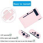 OLDZHU Pink Dockable Protective Case Cover Compatible with Nintendo Switch Joy-Con Controllers,with Glass Screen Protector and 4 Thumb Grips,Shock-Absorption and Anti-Scratch (Pink)