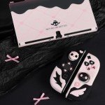 GeekShare Protective Case for Switch OLED Model,Anti-Scratch Slim Cover Case Compatible with Switch OLED Separable Soft Silicone Shell with 2 Thumb Grip Caps- Sweetheart Skull