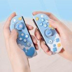 GeekShare Protective Case for Switch Joy Con Controllers,Soft Silicone Protective Cover with 2 Thumb Grips Compatible with Switch/OLED Joy Cons - Shark Party