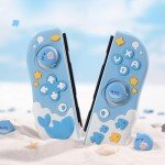 GeekShare Protective Case for Switch Joy Con Controllers,Soft Silicone Protective Cover with 2 Thumb Grips Compatible with Switch/OLED Joy Cons - Shark Party