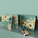 PlayVital Full Set Protective Stickers for Nintendo Switch OLED Model, Customized Vinyl Decal Skins for Switch OLED Console & Joycon & Dock & Grip - Sunflowers