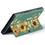 PlayVital Full Set Protective Stickers for Nintendo Switch OLED Model, Customized Vinyl Decal Skins for Switch OLED Console & Joycon & Dock & Grip - Sunflowers