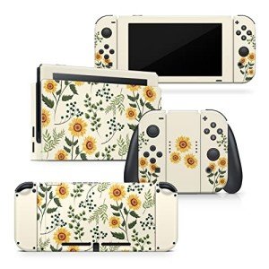 Tacky Design Sunflowers Skin Compatible with Nintendo Switch Skin Wrap Cover, Flower Skin for Nintendo Switch Stickers, Premium Vinyl 3M Full Wrap Decal, Compatible with Joy-Con, Console, Dock