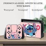 PERFECTSIGHT Cute Skin Sticker Compatible with Nintendo Switch, Kawaii Cartoon Vinyl Decal, Pretty Pattern Full Set Wrap Protective Film for NS Console & Joy-Con Controller & Dock (Stic)