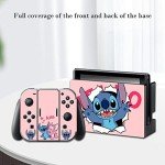 PERFECTSIGHT Cute Skin Sticker Compatible with Nintendo Switch, Kawaii Cartoon Vinyl Decal, Pretty Pattern Full Set Wrap Protective Film for NS Console & Joy-Con Controller & Dock (Stic)