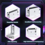 HSTOP Switch Dust Cover with 16 LED Colors Light Base Compatible with Nintendo Switch/OLED, Acrylic Display Case Anti-Scratch Waterproof Dock Cover, Accessories for Nintendo Switch/OLED