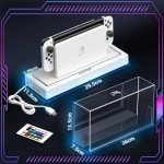 HSTOP Switch Dust Cover with 16 LED Colors Light Base Compatible with Nintendo Switch/OLED, Acrylic Display Case Anti-Scratch Waterproof Dock Cover, Accessories for Nintendo Switch/OLED
