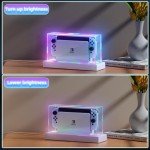 HSTOP Switch Dust Cover with 16 LED Colors Light Base Compatible with Nintendo Switch/OLED, Acrylic Display Case Anti-Scratch Waterproof Dock Cover, Accessories for Nintendo Switch/OLED