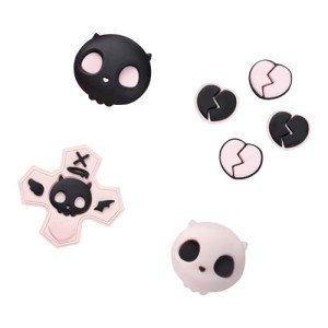 GeekShare Silicone Cross D-Pad Button Caps Set Joystick Cover - Cute ABXY Key Buttons Sticker Compatible with Switch/OLED Joy Con - Sweetheart Skull