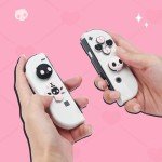 GeekShare Silicone Cross D-Pad Button Caps Set Joystick Cover - Cute ABXY Key Buttons Sticker Compatible with Switch/OLED Joy Con - Sweetheart Skull