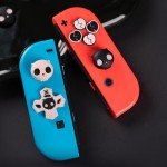 GeekShare Silicone Cross D-Pad Button Caps Set Joystick Cover - Cute ABXY Key Buttons Sticker Compatible with Switch/OLED Joy Con - Sweetheart Skull