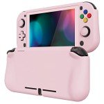 PlayVital ZealProtect Protective Case for Nintendo Switch Lite, Ergomomic Grip Hard Cover - Durable Shock-absorbent Anti-Scratch with Screen Protector & Thumb Grip Button Caps, Cherry Blossoms Pink