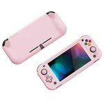 PlayVital ZealProtect Protective Case for Nintendo Switch Lite, Ergomomic Grip Hard Cover - Durable Shock-absorbent Anti-Scratch with Screen Protector & Thumb Grip Button Caps, Cherry Blossoms Pink