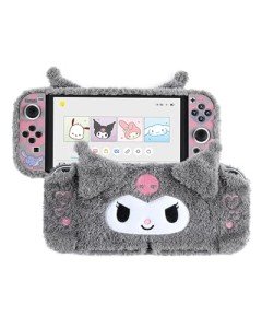 Kuitmor Plush Protective Case for Switch OLED, PC Hard Protective Shell Cover, Anti-Scratch and Shock-Absorption Switch OLED Cover with Stand